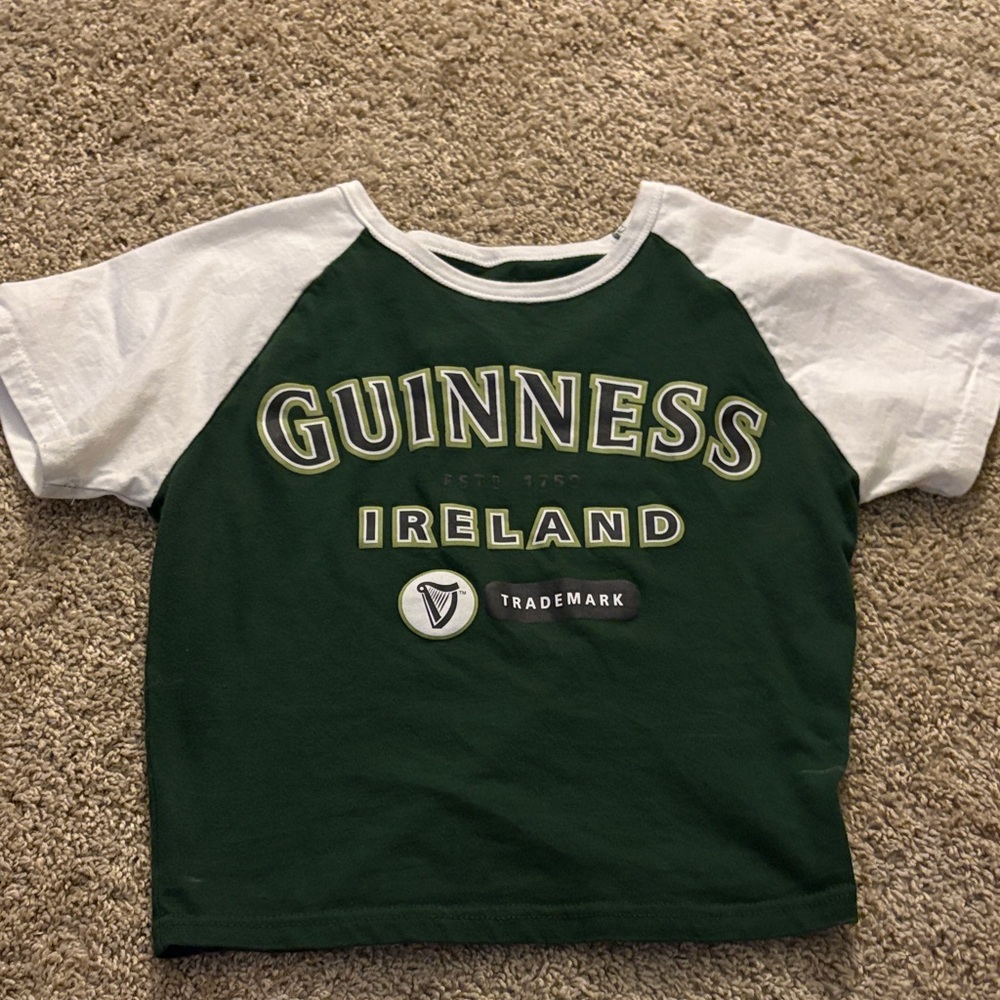 Guinness cropped  Green and White Raglan Shirt